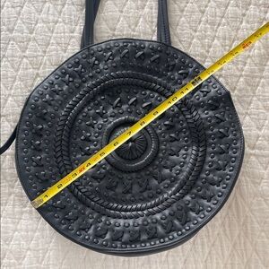 Anthropologie Black Textured Round Shoulder Bag